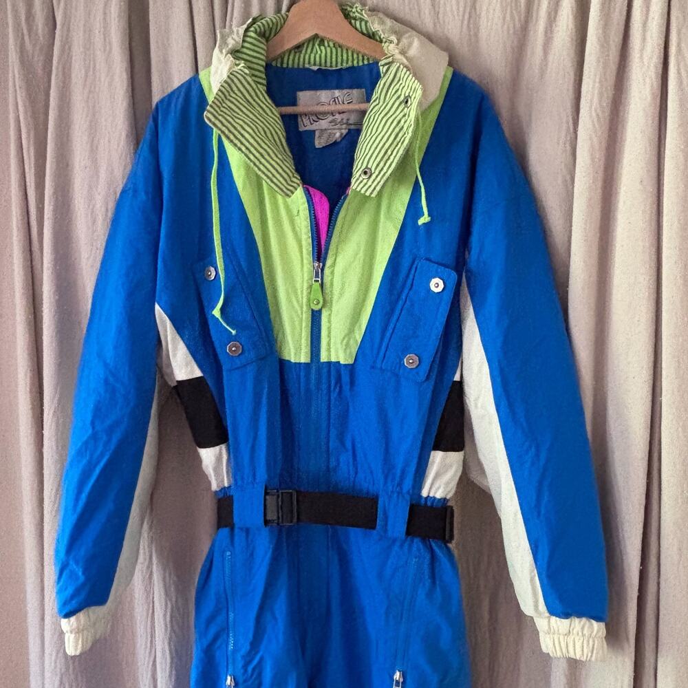 Vintage 80s 90s Profile‎ Ski One Piece Snowsuit Neon Blue Men's M
